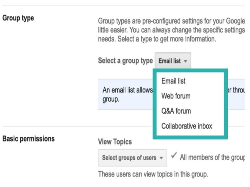 Google Groups Types